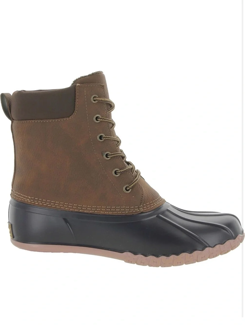 Vintage Brown and Black Lace-Up Waterproof Duck Boots